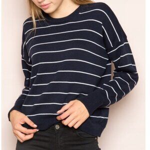 Brandy Melville Jessica Sweater Crewneck Navy White Stripes